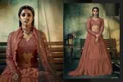 Rust color Georgette Fabric Lehenga Choli