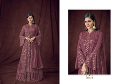Wine color Georgette Fabric Indowestern style Suit