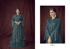Blue color Georgette Fabric Indowestern style Suit