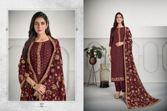 Maroon color Chinnon Fabric Suit