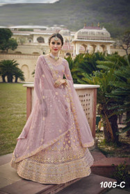 Powder Lavender color Net Fabric Lehenga Choli