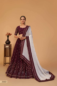 Wine color Georgette Fabric Lehenga Choli