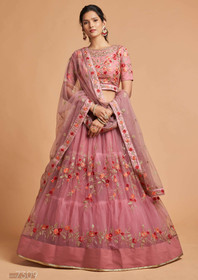 Pink color Net Fabric Lehenga Choli