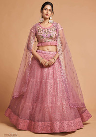 Pink color Net Fabric Lehenga Choli