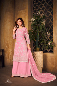 Pink color Net Fabric Suit