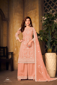 Peach color Net Fabric Suit