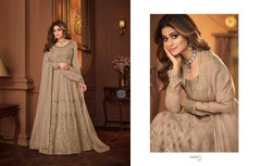 Coffee color Floor Length Full Sleeves Georgette Fabric Anarkali style Suit