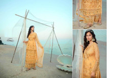 Orange color Net Fabric Suit