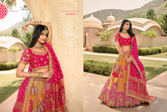 Orange color Banarasi Silk Fabric Lehenga Choli