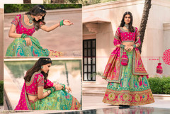 Green color Banarasi Silk Fabric Lehenga Choli