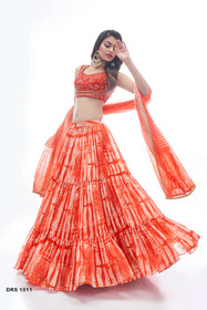 Orange color Silk Fabric Lehenga Choli