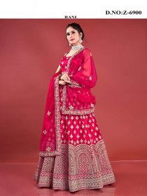 Red color Net Fabric Lehenga Choli