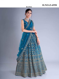 Blue color Net Fabric Lehenga Choli