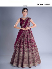 Purple color Net Fabric Lehenga Choli