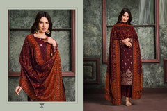 Maroon color Two Tone Silk Jacquard Fabric Suit
