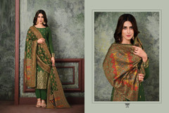 Green color Two Tone Silk Jacquard Fabric Suit