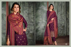 Purple color Two Tone Silk Jacquard Fabric Suit