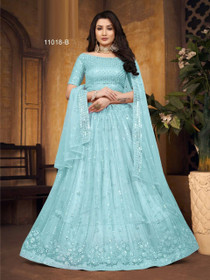 Blue color Net Fabric Lehenga Choli