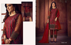 Red color Net Fabric Suit