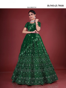 Green color Net Fabric Lehenga Choli