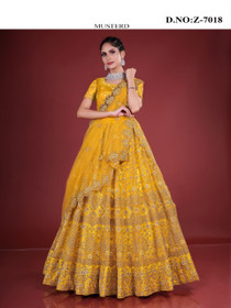 Yellow color Net Fabric Lehenga Choli