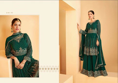 Green color Georgette Fabric Heavily Embroidered Indowestern style Party Wear Suit