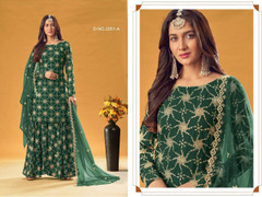Green color Georgette Fabric Heavily Embroidered Party wear Suit