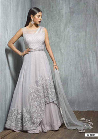 Grey color Fabric Imported Net Fabric Gown