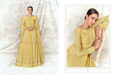 Yellow color Georgette Fabric Centre Cut Full Sleeves Floor Length Indowestern style Party Wear Suit