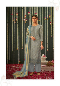 Light Blue color Cotton Silk Fabric Ban Neck Design Suit