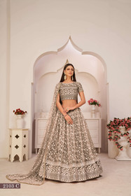 Grey color Mono Net Fabric Lehenga Choli