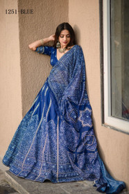 Blue color Printed Silk Fabric Lehenga Choli