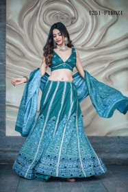 Blue color Printed Silk Fabric Lehenga Choli