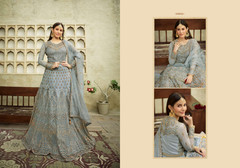 Blue color Net Fabric Anarkali style Suit