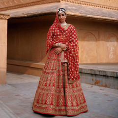 Red color Silk Fabric Lehenga Choli