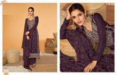 Violet color Tussar Silk Fabric Suit