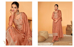 Peach color Tussar Silk Fabric Suit