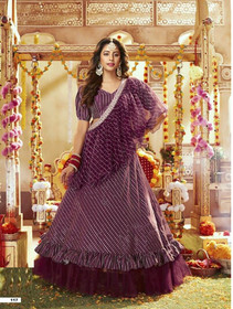 Purple color Satin Fabric Lehenga Choli