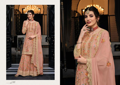 Pink color Chinnon and Georgette Fabric Embroidered Suit