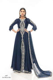 Navy Blue color Satin Fabric Indowestern style Suit