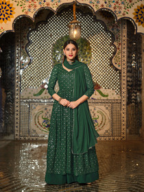 Green color Georgette Fabric Indowestern style Suit