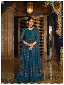 Blue color Georgette Fabric Indowestern style Suit