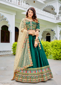 Green color Silk Fabric Lehenga Choli