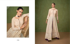 Beige color Full Sleeves Floor Length Real Georgette Fabric Indowestern style Suit