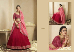 Red and Pink color Pure Chinnon Fabric Lehenga Choli