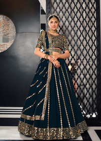 Elegant Dark Green Georgette Lehenga Choli5114