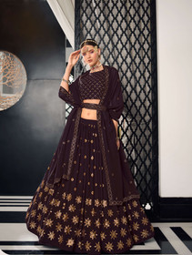 Elegant Chocolate Georgette Lehenga Choli5117