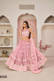 Pink color Net Fabric Lehenga Choli