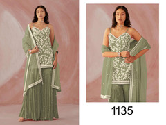 Powder Green color Georgette Fabric Party Wear Suit