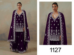 Purple color Georgette Fabric Indowestern style Suit